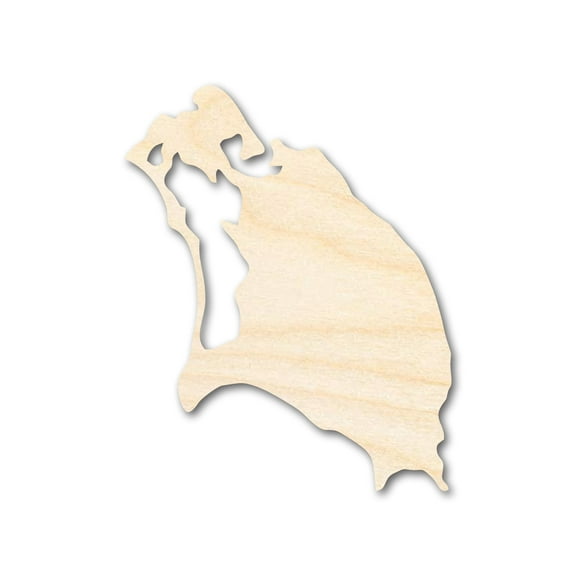 Unfinished Wood Barbuda Country Shape - Caribbean Craft - up to 46" DIY 20" / 1/8"