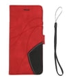 thumbnail image 1 of Funda de cuero PU para teléfono con billetera abatible Funda protectora para teléfono a prueba de golpes con empalme de 2 colores para Samsung S21 Ultra Rojo, 1 of 10