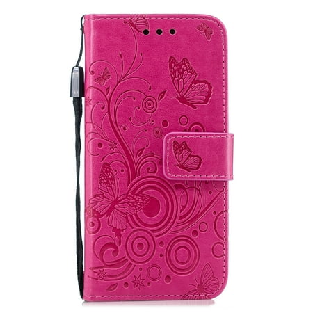 Phone Covers For Iphone6 Plus iPhone 6+ 6S+ Wallet Case, Allytech Embossed Floral Butterfly PU Leather Stand Case with Magnetic Closure Full Body Protector Stand Cover for iPhone 6 Plus iPhone 6S Plus 5.5-inch Phone, Rose ()