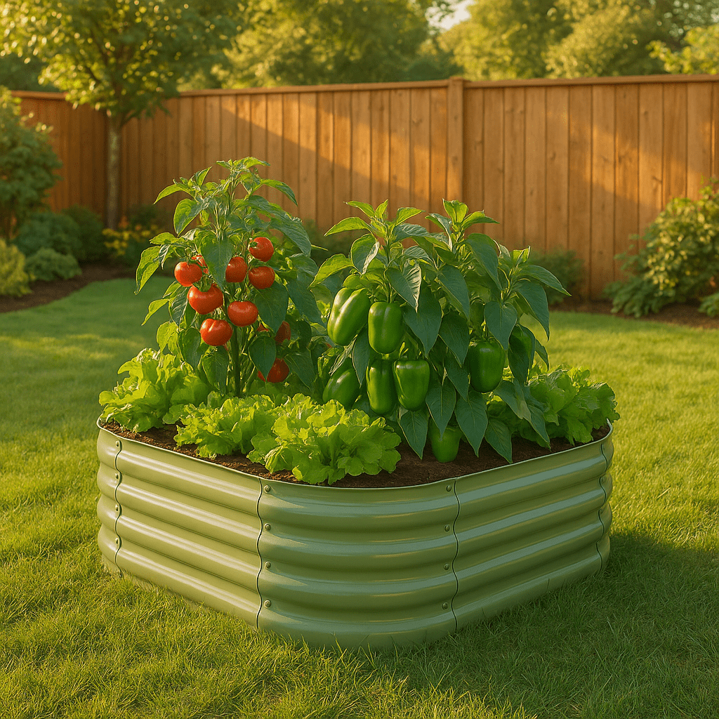 (2 pack) NuVue Products RIGID-Cast 4-in-1 Outdoor Modular Raised Garden Bed – 14" High with 4 Configurations