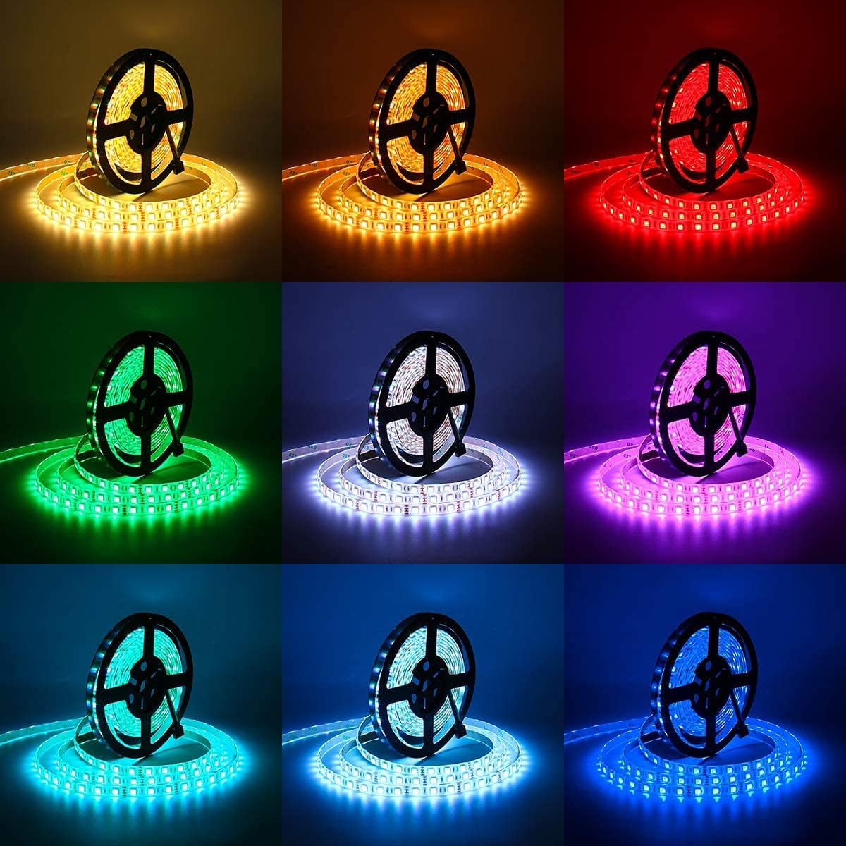 16.4ft RGB LED Strips Light Kit for Xmas ThanksGiving Day Party Decoration 5050 SMD Rope Light for Home Kitchen Living Room Waterproof