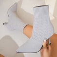 thumbnail image 6 of SACFOF Women's Fashion Ankle Boots Sexy Pointed Toe Kitten Heels Boots Elastic Knitted Fabric Short Long Sock Heels Comfy Mid Calf Booties, 6 of 6