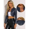 thumbnail image 2 of DARING DIVA Women's PU Bolero Shrug Leather Cropped Jacket Cardigan XL Dark Blue, 2 of 6