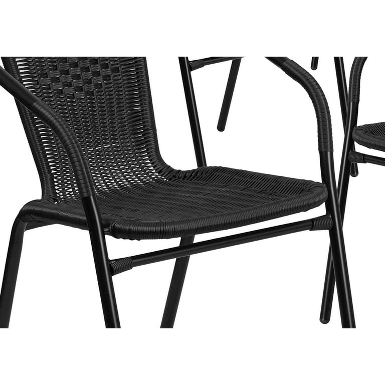 Black rattan stack online chair