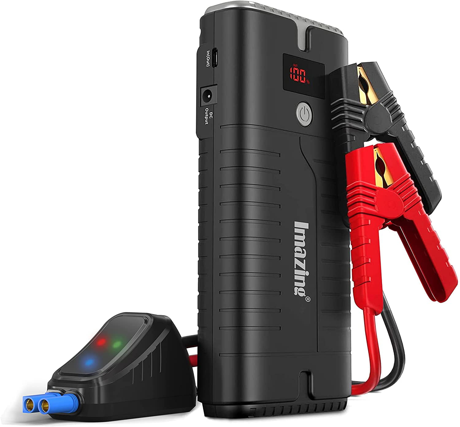 QC 3.0 and LED Light 12V Portable Power Pack Auto Battery Booster with LCD Display Jumper Cables Imazing Car Jump Starter 1000A Peak with Type-C Port Up to 7.0L Gas or 5.5L Diesel Engine 