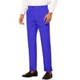thumbnail image 4 of INSPIRE CHIC Men's Slim Fit Trousers Flat Front Solid Color Business Pants 28 Blue, 4 of 7