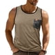 thumbnail image 1 of Camiseta de tirantes de cuello redondo para hombre, de verano, sin mangas, con cuello redondo, color block, bolsillo, de poliéster., 1 of 9