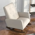 thumbnail image 4 of Dalston Mid-Century Modern Tight Back Linen Fabric Rocking Chair in Cream, 4 of 6
