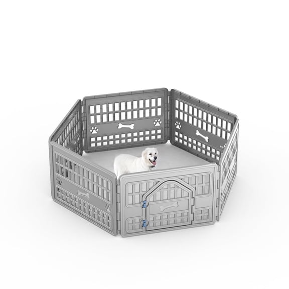 Joxxoaa Dog Playpen 6-Panel Dog Playpen – Large Puppy Playpen Indoor, 67*67*24, Spacious Dog Play Pen Indoors for Multiple Puppies/Small Dogs, Pet Fence, Grey.