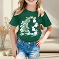 thumbnail image 2 of Bainana Christmas T Shirts For Girls Santa Tree Snowman Print Short Sleeve Tees Regular Fit Theme Party Tops Clothes, 2 of 4