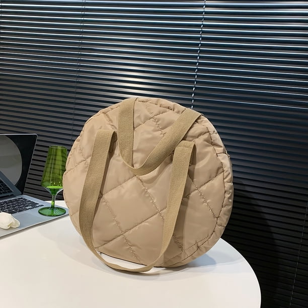 Bolsa de hombro de otoño invierno de hombro redondo de nylon de viaje (Caqui) Ehuebsd Para estrenar