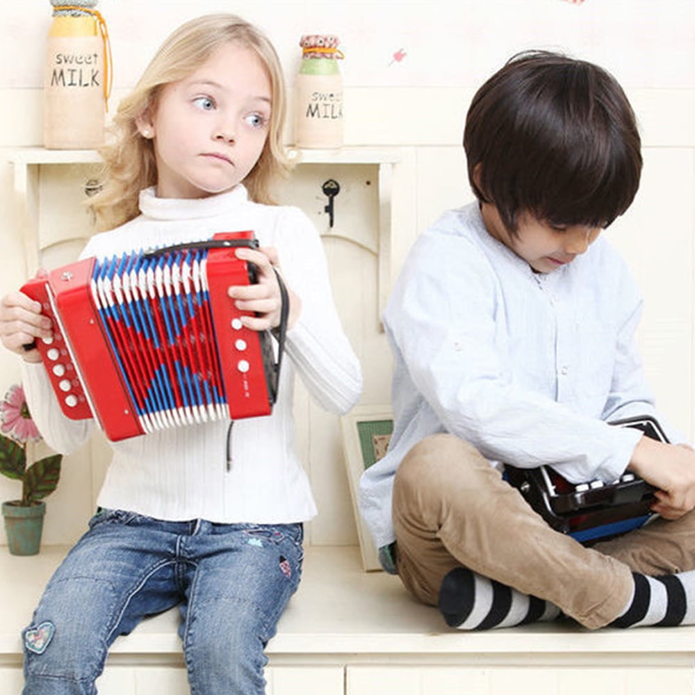 LQCrafK Kids Accordion Toy 10 Keys Buttons Mini Accordion Musical Instruments for Children, Kids, Toddlers, Beginners