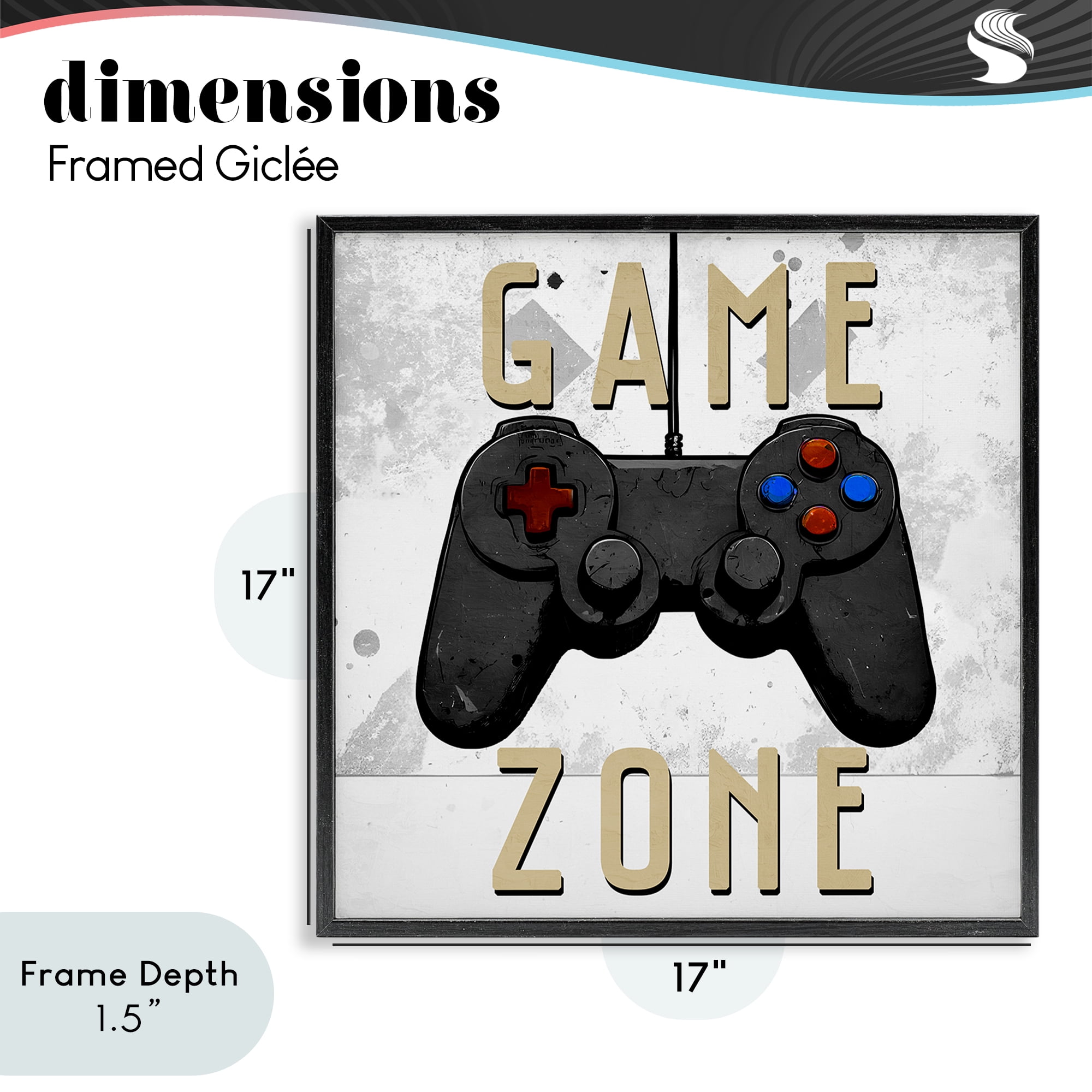 Stupell Industries Game Zone Control Black Framed Giclee Art, design by Kim Allen