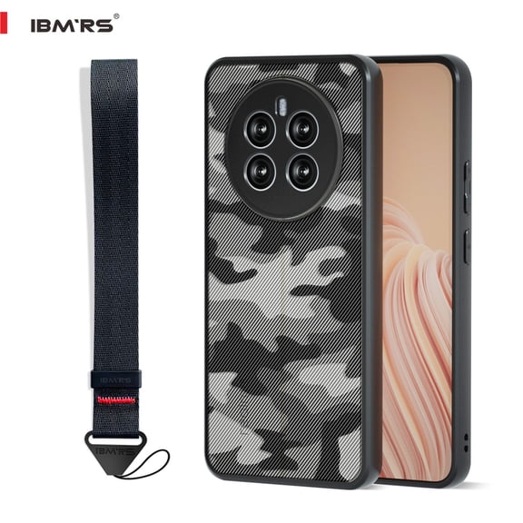 IBMRS For realme 12 Phone Case, Shockproof Transparent Cover (Camo Black)