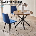 thumbnail image 7 of 5 Piece Round Dining Table Chairs Set for 4 - Mid-Century Modern Brown Kitchen Table with 4 Blue Velvet Chairs, Coffee Table & Chair with Black Metal Legs for Dining Living Room, Apartment, 7 of 7