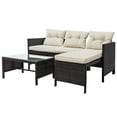 thumbnail image 4 of Patio Furniture Set, 3 Pieces Outdoor PE Rattan Sofa Set, Patio Black Wicker Conversation Loveseat Sectional Couch Beige Cushion, 4 of 9
