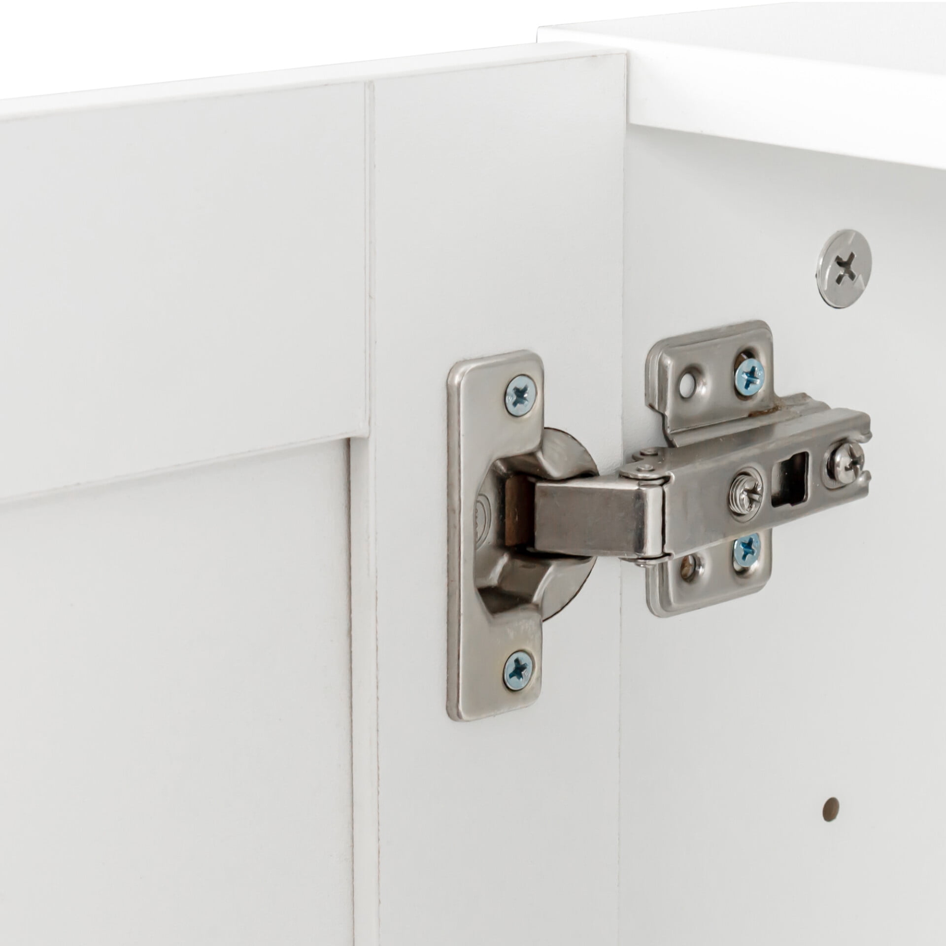 Wall Mounted Storage Cabinet, Kitchen Bathroom Wall Cabinet with Adjustable Shelves, Upper Stackable Storage Cabinet with 3 Doors, 15.75 "D x 35.43" W x 19.69 "H, White