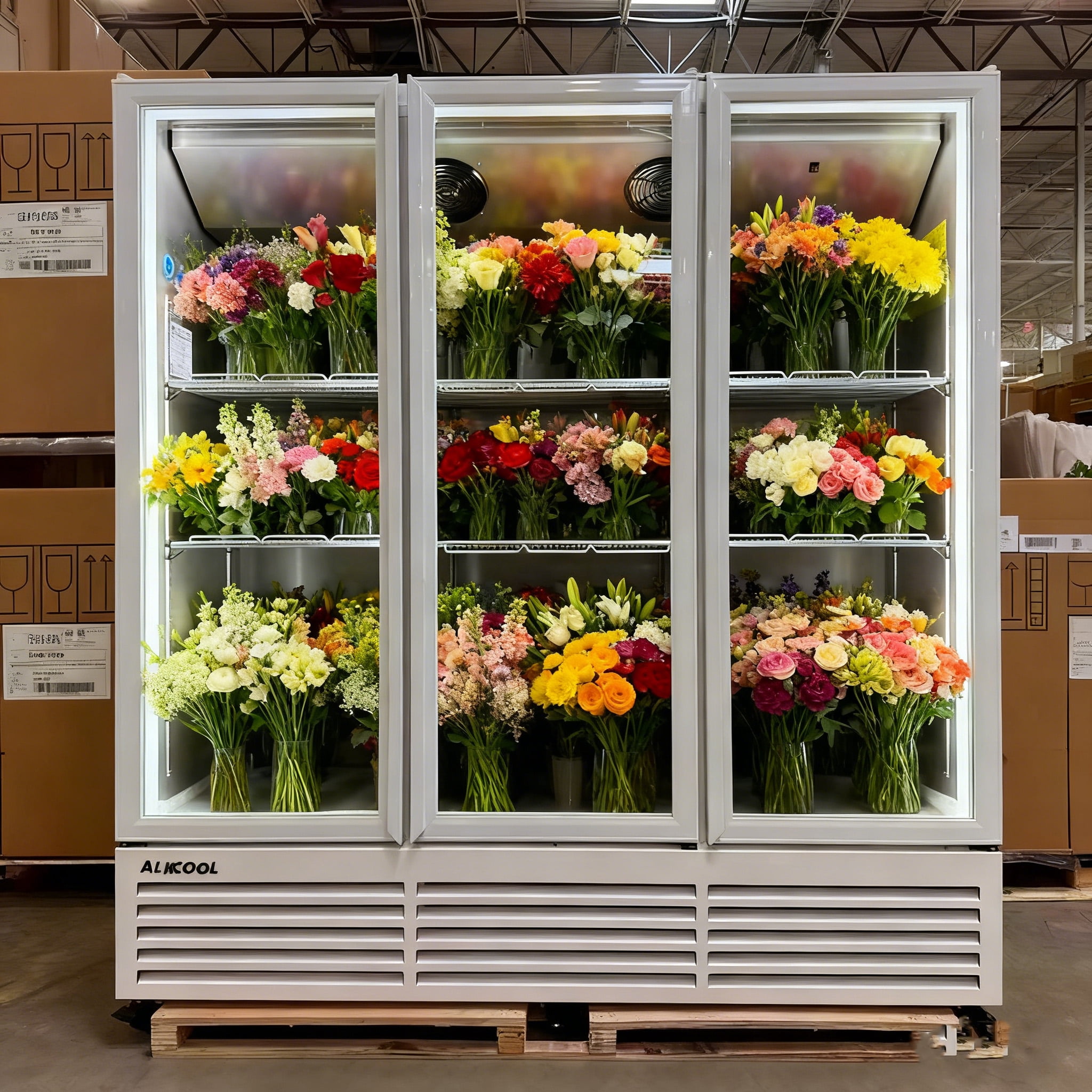 NAFCOOL New 1600L 3 Glass Door Commercial Refrigerator, WHITE