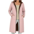 thumbnail image 2 of Mgmyaa Women's Long Plush Fleece Hooded Jacket Windproof Winter Coat Casual Loose Fit Warm Outerwear Parka Length, 2 of 8