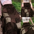 thumbnail image 5 of Aellinatey Women Velvet Elastic High Waisted Pleated A-Line Long Swing Skirt Boho Paisley Floral Print Colorblock Plaid Streetwear, 5 of 19
