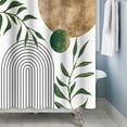 thumbnail image 3 of Mid Century Minimalist Shower Curtain Green Abstract Moon Contemporary Sun Semicircle Shower Curtain for Bathroom Geometric Aesthetic Bathtub Bathroom Decorations with Hooks 72x84 Inches, 3 of 6