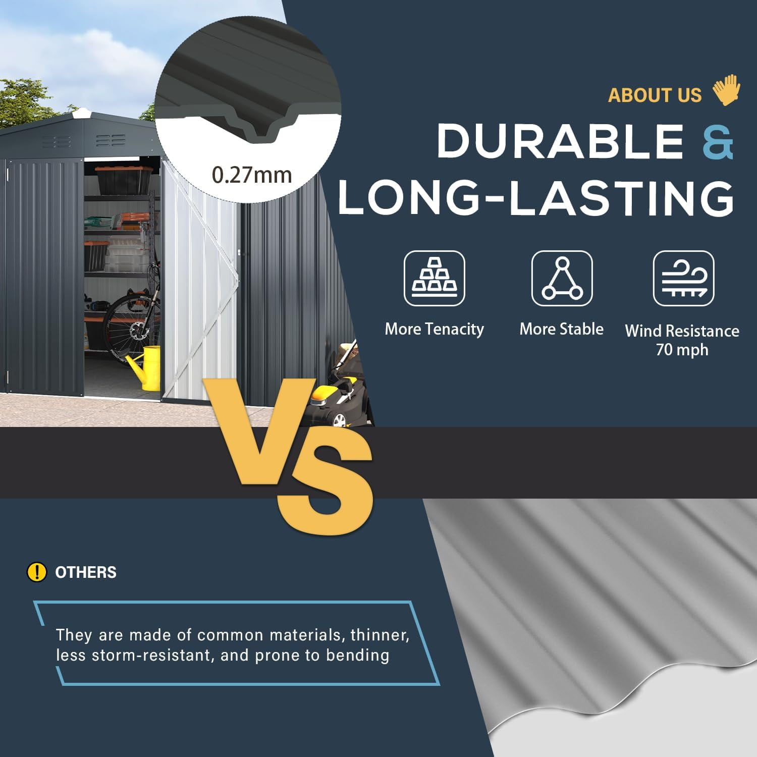 AECOJOY 12' x 10' Outdoor Storage Shed with Lockable Door Patio Metal Garden Storage Building in Dark Gray for Outside