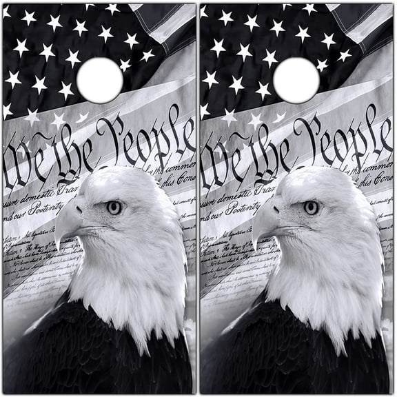 Cornhole Wraps for Boards Vinyl Decals (Set of 2) Lake Life - Corn Hole Bean Bag Toss Wrap Stickers Skins (Boards Not Included) (We The People Flag)