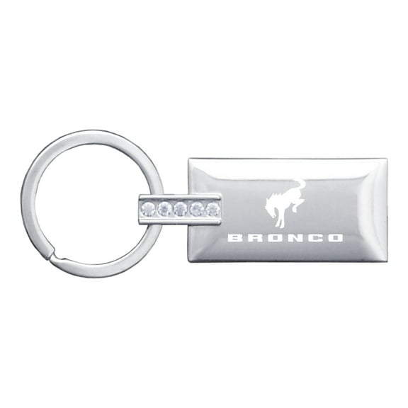 Ford Bronco 2020 Jeweled Rectangular Key Ring (Silver)