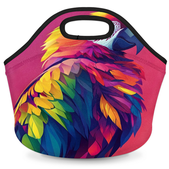 Herdesigns Parrot Insulated Lunch Bag Neoprene Lunch Box for Women Men Soft Cooler Bag Bird Washable Lunch Tote for Work Outdoor Picnic