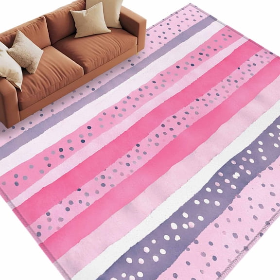Pink Purple Ombre Area Rug 6x9 Washable Rug Non Slip Abstract Boho Polka Dots Striped Large Area Rug Soft Stainresistant Indoor Floor Carpet for Living Room Bedroom Home Office Dining Room Nursery