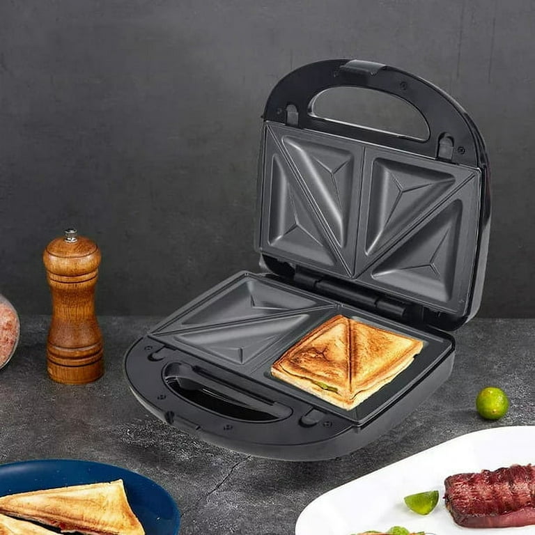 Mainstays Black 2 in 1 Waffle and Sandwich Maker, Nonstick, Removable Plates, New
