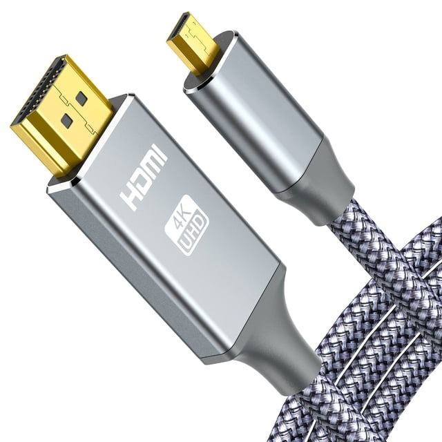 Adaptador de cable oldboytech 4K Micro HDMI a HDMI macho de 1,8 m, color gris