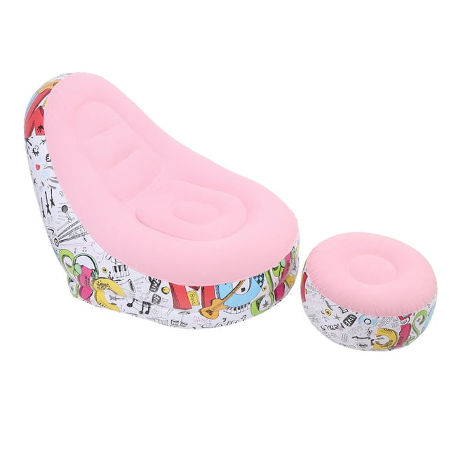 Inflatable Couch, Cozy Folding Portable Soft Flocking Inflatable Lounger Chair for Outdoor Camping Pink