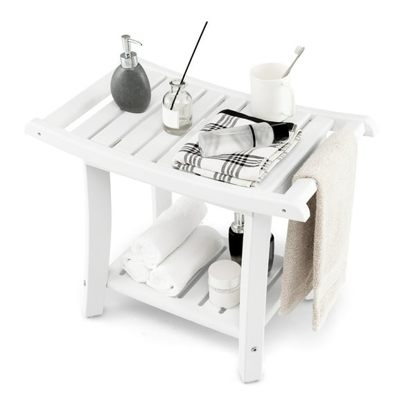 Giantex Shower Bench for Inside Shower, Waterproof Shower Seat Stool w/Storage Shelf, Bath Shower Chair for Shaving Legs & SPA