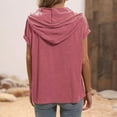 thumbnail image 6 of Womens Shirts Summer Loose Hooded Button Short Sleeve T Shirt Womens Tops, 6 of 7