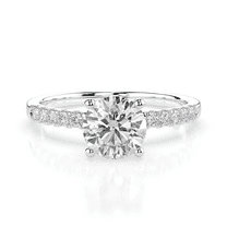 1.00 Carat TW Women's Moissanite Engagement Ring in 18k White Plated Silver (D Color, VVS1 Clarity, Size 6.5)