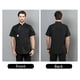 thumbnail image 5 of Cateissary Chaqueta de Chef, delantal de cocina de algodón, ropa de tres botones, camisas de verano de carnicero para hombres, suministros de Negro 4XL, 5 of 6