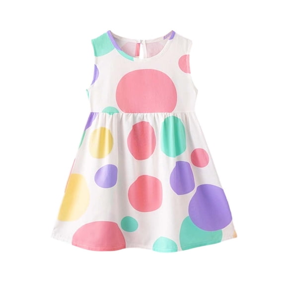 ATOGUTA Girls Dress Straps Party Dresses Cute Printed Sleeveless Beach Sundress, Size 1T-11
