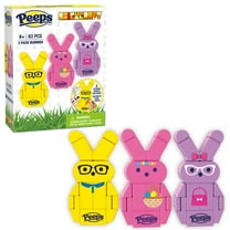 Brickcraft Peeps 3 Pack Bunnies - Yellow, Purple, Pink Brick Building Kit (63-Plastic Piece Set) Three Cute Easter Bunnies and Handle, Easter Decoration, Colorful Spring Gift Decorations for Home