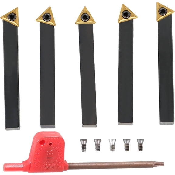EPOTOOR 1/4" Shank 5Pcs Indexable Lathe Turning Tool Holder Set, CNC Carbide Metal Lathe Tools Fit for Finishing Operations Turning Inner Holes, Reaming, Boring, etc