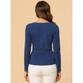 thumbnail image 4 of Blusa básica de manga larga con cuello redondo y frente giratorio para mujer Azul marino M, 4 of 5