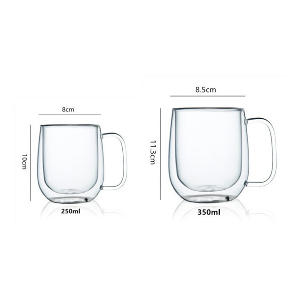 Double Walled Glass Coffee Mugs with Handle,Insulated Layer Coffee Cup –  ZHONGXIN