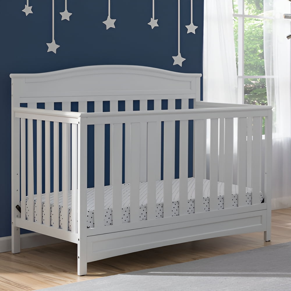 Free Shipping Delta Children Emery 4 in 1 Convertible Crib Greenguard Gold Certified White Walmart