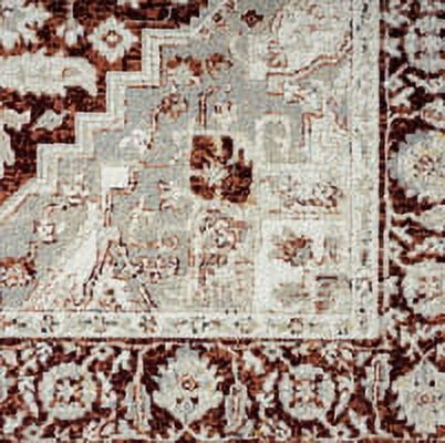 Everwash Treasure Rubia Traditional Medallion Machine Washable Indoor Area Rug, Ivory/Red, 5'2"x7'2"