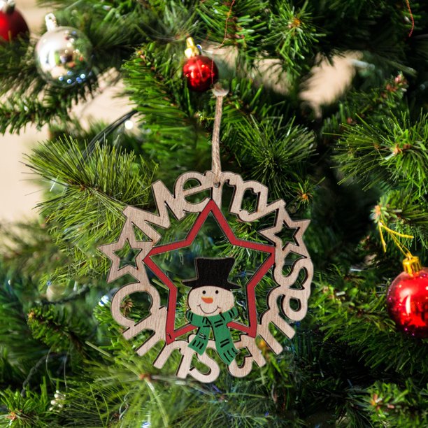 Adornos navideños, regalos navideños, decoración navideña, letra redonda de madera para colgar en la puerta, letrero cortado con láser para decoración navideña del hogar, árbol, pared, puerta, etiquet