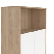 Tvilum Sign 3 Shelf Bookcase with Doors and Adjustable Storage in White and Hickory