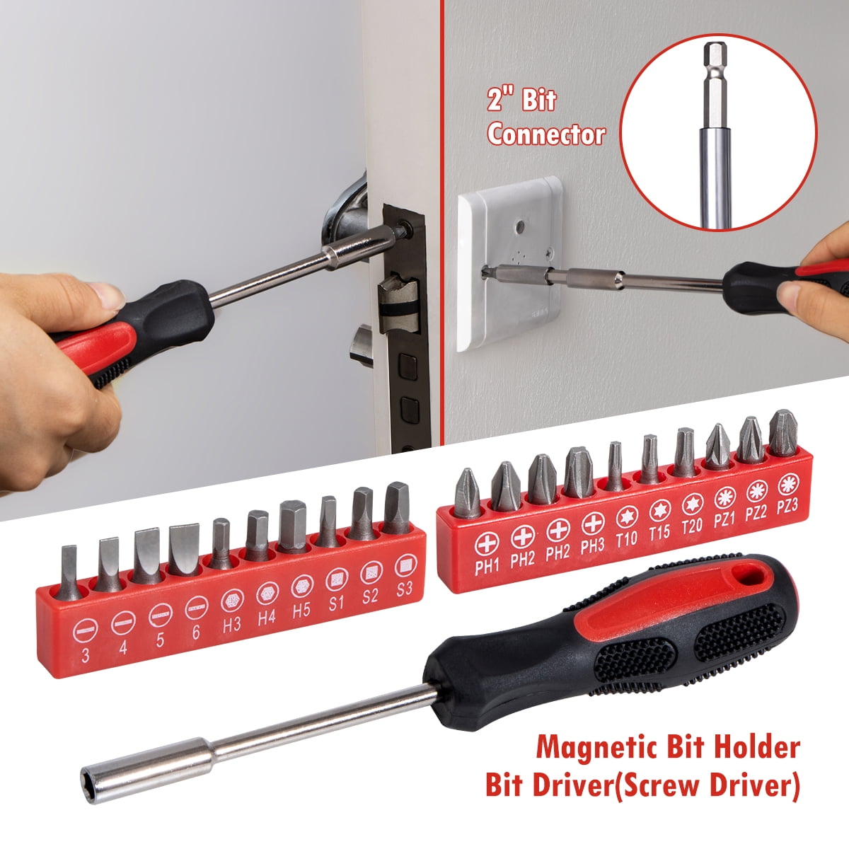 39 Piece Tool Set, Portable Household Hand Tool Kit with Plastic Tool Box, Apartment Essentials for Daily Appliance Repair, DIY and Craft, Small Tool Kit for Home, Office, Garage, Farm, Red