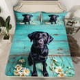 thumbnail image 2 of Feelyou Black Dog Animal Twin Sheet Sets, Rustic Groovy Flower Bedding, 3-Piece, 2 of 7