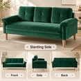 thumbnail image 4 of Sofa, Lofka Modern Futon Couch with Pillow Arm for Living Room & Office, Green, 4 of 8