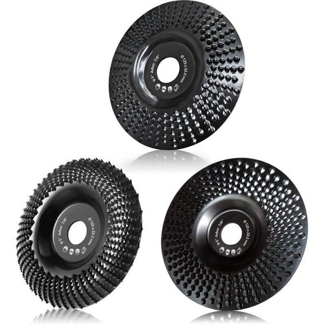 CHOYCLIT Wood Grinder Disc 125mm, 3 Pieces Grinding Discs for Shaping, Grinding and Cutting. Wheels for Angle Grinder